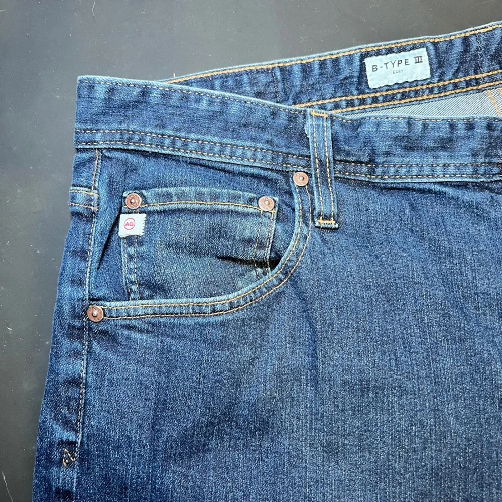 AG Adriano Goldschmied B-Type III Easy Dark Wash Straight Leg Jeans Men 38x35